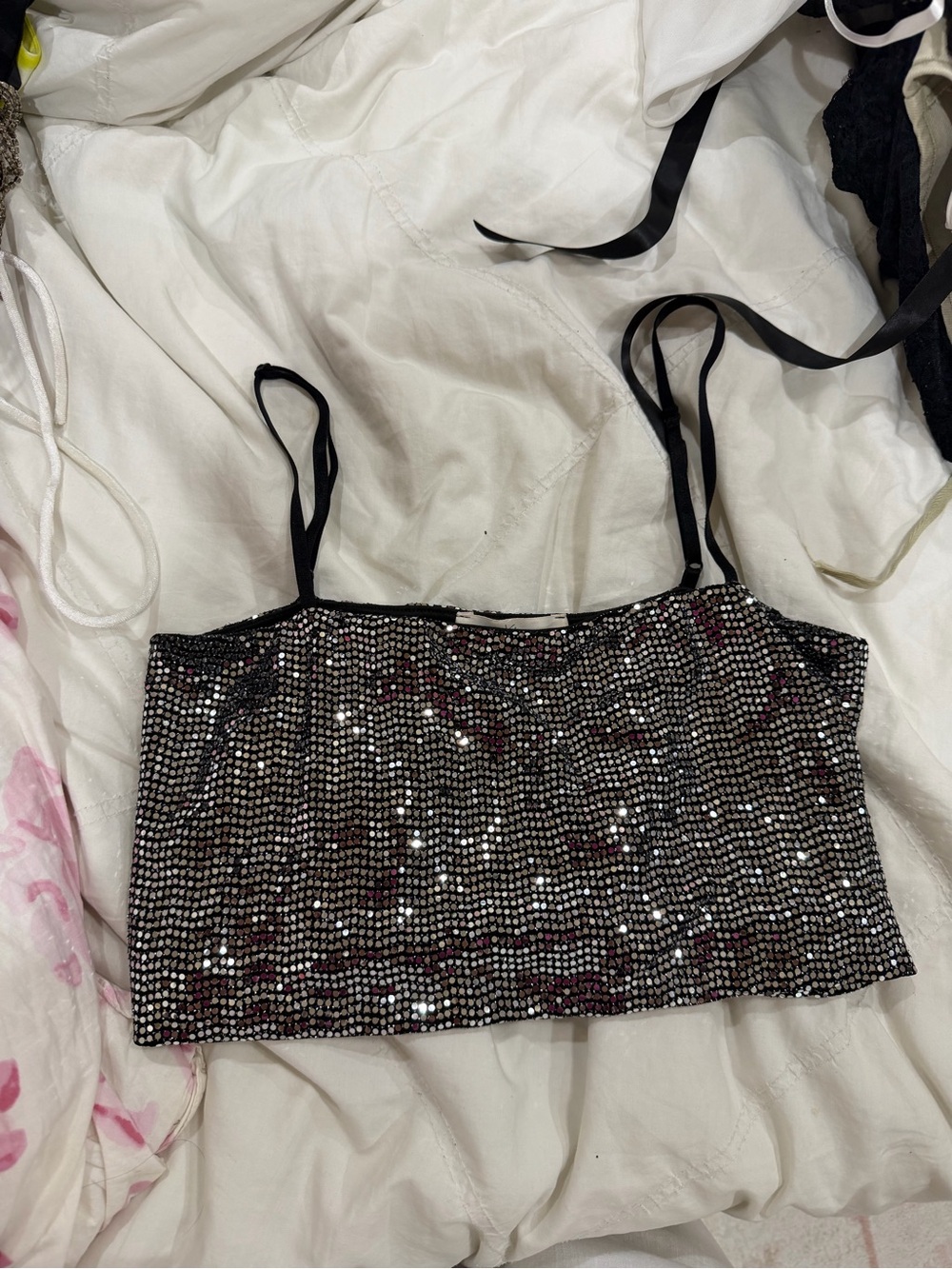 Sparkle Sequin Camisole Top - Black